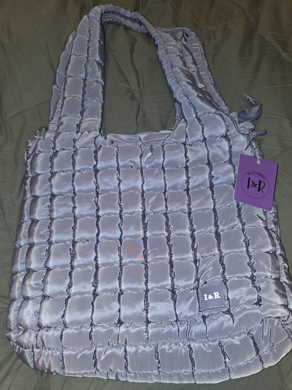 Quilted Puff Tote Bag in Cloud Purple By Iris And Rainbow